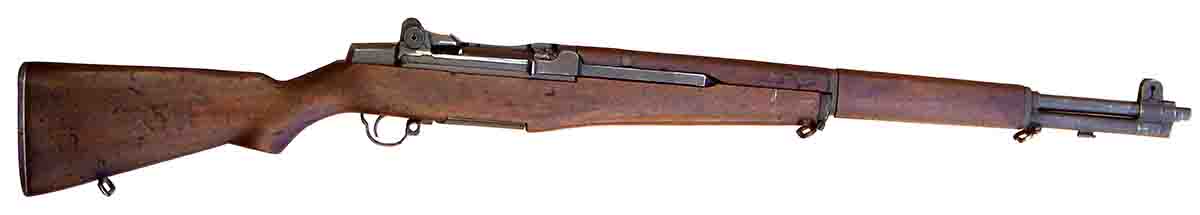 A full-length view of an H&R manufactured U.S. Rifle, Caliber .30 (M1 Garand) used to develop handload data.